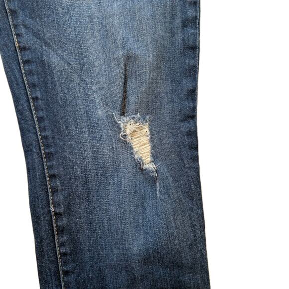 Women’s Cropped Jeans Kut From The Kloth Distressed Cuffed Blue Mid Rise Size 8 - Picture 3 of 7